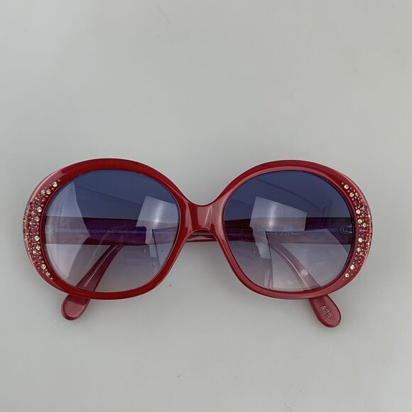 Francis Klein Sunglasses mod. DOREEN A29 Rhinestone Dark Red Made in France RARE main image 4